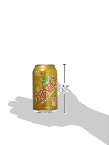 Zevia Zero Sugar Soda, Cream Soda, 12 oz Cans (24-Pack) – Naturally Sweetened, Non-GMO Project Verified, Gluten-Free, Vegan