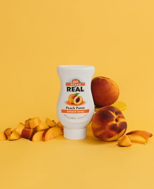 Peach Reàl Infused Exotics, Peach Puree Infused Syrup, 16.9 FL OZ Squeezable Bottle (Pack of 3)