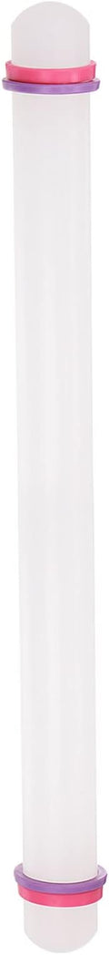 HARFINGTON Fondant Rolling Pin 20 Inch x 0.98 Inch Adjustable Guide Rings Non-Stick PP Plastic Fondant Roller Dough Roller Kitchen Decorating Tools for Cookie Pastry Pizza Clay