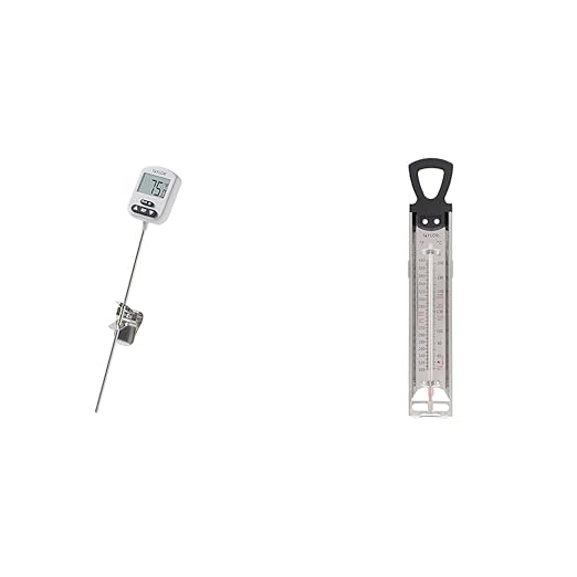 Taylor Programmable Digital Candy and Deep Fry Thermometer with Green Light Alert Display & Stainless Steel Candy Deep Fry Food Cooking Kitchen Analog Thermometer, 12 Inches