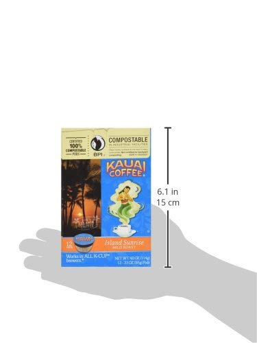 Kauai Coffee Single-Serve Pods, Island Sunrise Mild Roast - Arabica Coffee from Hawaii’s Largest Coffee Grower, Compatible with Keurig K-Cup Brewers - 12 Count (Pack of 6)