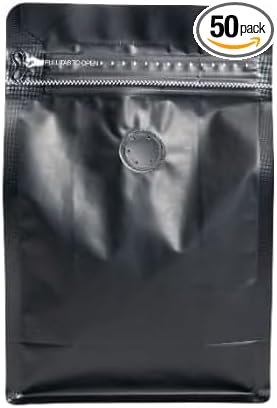 Premium Coffee Bags with Valve (100 pcs, 8 oz) Standing Coffee Beans Storage Bags, Reusable Heat Sealable Side Zipper Pouches, Eco-Friendly Packaging, Perfect for Home and Office - Black