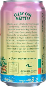 AUTX RAMBLER Sparkling Water, Texas Limestone Mineral Blend, Grapefruit Flavor, 12-Ounce Cans, 12-Pack