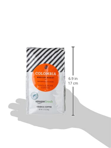 Amazon Fresh Colombia Whole Bean Coffee, Medium Roast, 12 Ounce
