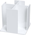 Cup and Lid Holder, 4 Compartment, Square | Rotating Coffee Cup Dispenser Lid Carousel for Restaurant, Buffet, Coffee Station, Bar, Countertop, White Acrylic