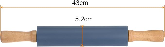 HARFINGTON Silicone Rolling Pins for Baking 17 Inch Wooden Handle Non Stick Rolling Pin Small Roller Playdough Rolling Pins for Dough Pizza Pastry Fondant Kitchen, Drak Blue
