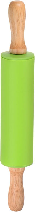 HARFINGTON Silicone Rolling Pins for Baking 12 Inch Wooden Handle Non Stick Rolling Pin Small Roller Playdough Rolling Pins for Dough Pizza Pastry Fondant Kitchen, Green