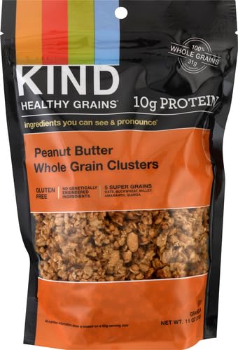 KIND Healthy Grains Granola, Peanut Butter Clusters, Healthy Snacks, Gluten Free, 100% Whole Grains, 10g Protein, 11oz, 1 Count (Pack of 2)
