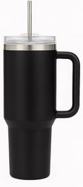 40oz Stainless Steel Tumbler with Handle & Metal Straw – Insulated Double Wall Travel Mug with Lid, Large Coffee Cup for Hot & Cold Drinks, Fits Car Cup Holders