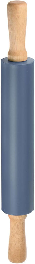 HARFINGTON Silicone Rolling Pins for Baking 17 Inch Wooden Handle Non Stick Rolling Pin Small Roller Playdough Rolling Pins for Dough Pizza Pastry Fondant Kitchen, Drak Blue