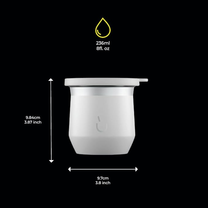 BALIBETOV Yerba Mate Cup – Vacuum Insulated Stainless Steel Gourd with Silicone Cover & Non-Slip Base – Includes 2 Bombillas & Cleaning Brush – Unique Design, Easy to Clean