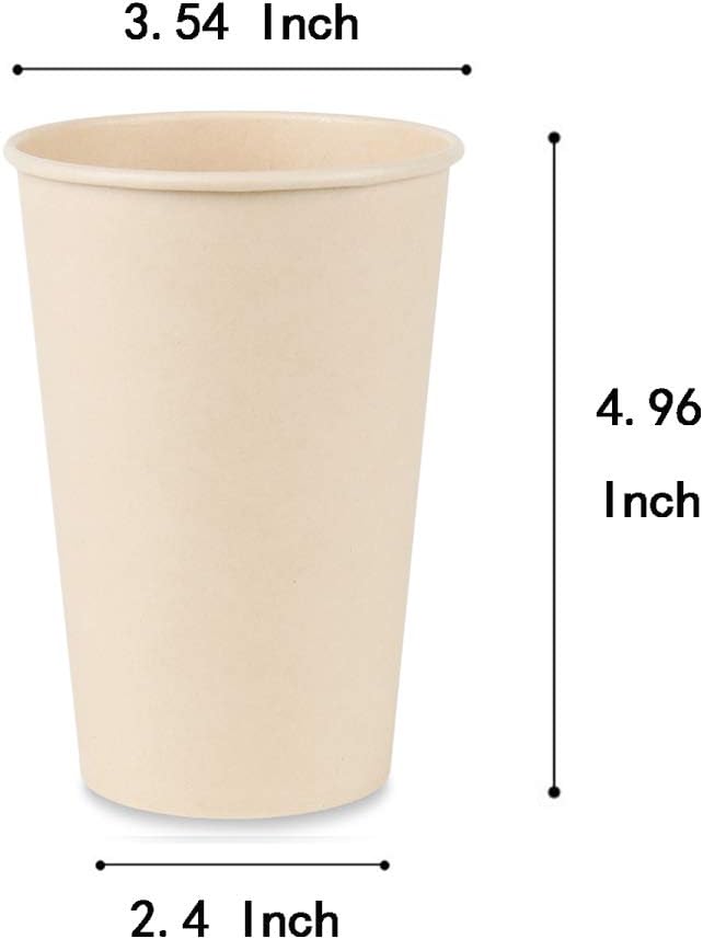 Bamboo Fiber 120 Count 16 oz Disposable Light Brown Paper Coffee Cups, Perfect for Hot Drinks