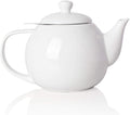 Sweejar Porcelain Teapot with Removable Stainless Steel Infuser,Microwave & Dishwasher Safe Tea Pots for Loose Tea,Tea Infuser Pots for Chrismas Women Gift (30oz White)