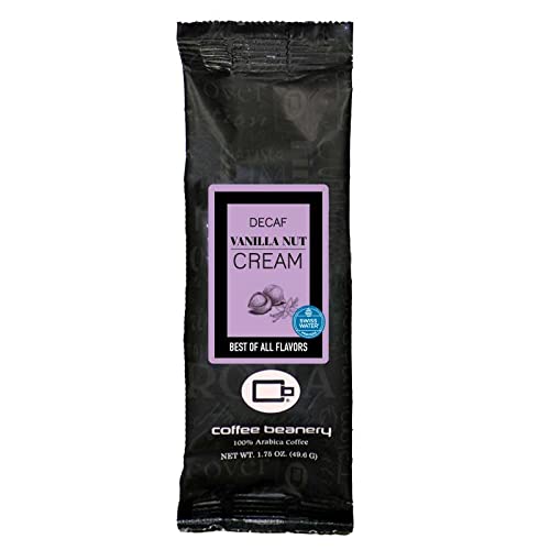 Coffee Beanery Vanilla Macadamia Nut Flavored Coffee SWP Decaf, 1-1.75oz Try Me Size Coffee Sampler, Light-Medium Roast