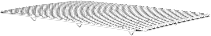 Restaurantware Met Lux 9.8 x 14.8 Inch Wire Baking Rack 1 Heavy-Duty Oven Wire Rack - Fits Jelly Roll Pan Dishwashable Stainless Steel Cooling Rack Elevated Feet Oven-Ready Up To 575F