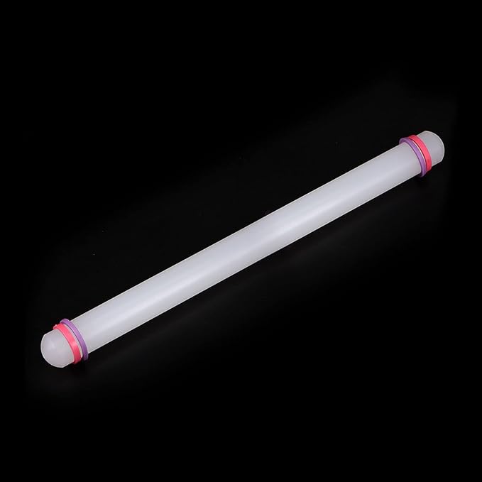 HARFINGTON Fondant Rolling Pin 20 Inch x 0.98 Inch Adjustable Guide Rings Non-Stick PP Plastic Fondant Roller Dough Roller Kitchen Decorating Tools for Cookie Pastry Pizza Clay