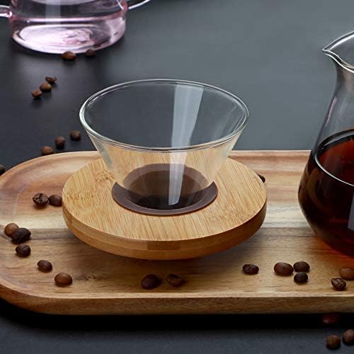 Transparent Glass Coffee Dripper Coffee Filter Holder Coffee Filter Cone with Wooden Pad Coffee Funnel