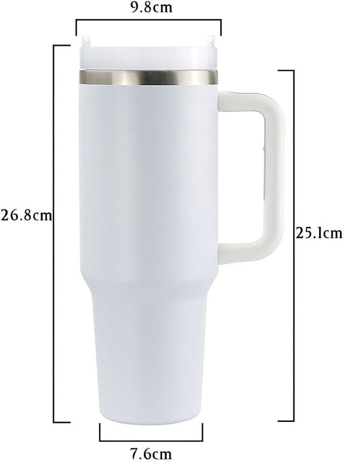 40oz Insulated Stainless Steel Tumbler with Handle and Straw – Durable Leakproof Travel Mug for Hot & Cold Drinks, Dishwasher Safe, Fits Car Cup Holders, Reusable Gift Cup