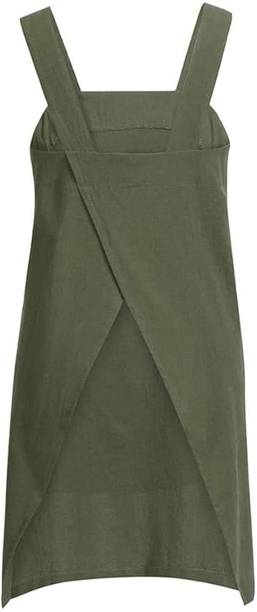 YESDOOD Cotton Linen Apron Cross Back Apron for Womens with Pockets Pinafore Dress for Baking Cooking