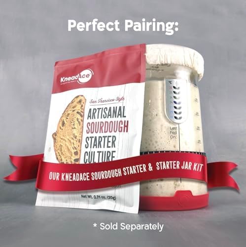 KNEADACE Pro Sourdough Starter Kit - 34oz Large Capacity Glass Fermentation Jar with Lid & Tracker, Sourdough Starter Fermenter for Homemade Sourdough, Bread Dough Prep & Culinary Fermentation, 2 Pack