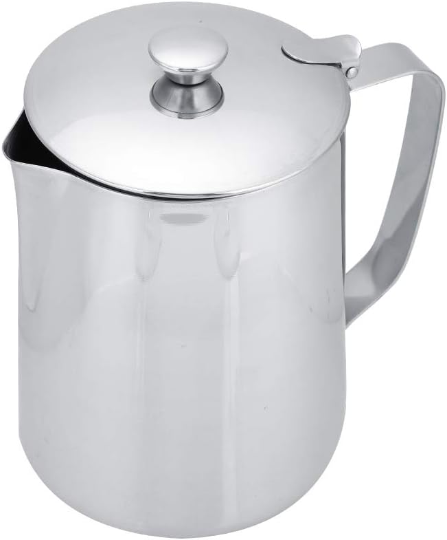 Stainless Steel Frothing Pitcher with Lid - 1500mL Milk Frothing Cup Jug for Espresso Machine Latte Coffee Art