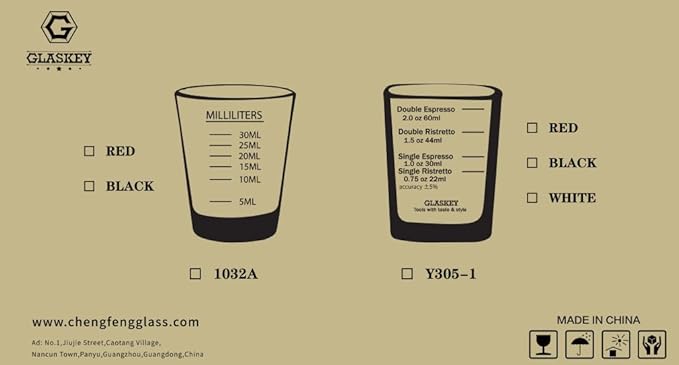 2 Pack Shot Glasses Measuring Cup,Espresso Shot Glass with 4 Kind of Scale (OZ/ML/TSP/TBSP),Dishwasher Safe,Perfect for Coffee,Cocktails and Kitchen Use (Red)