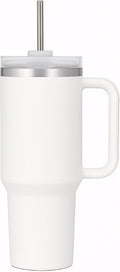 40oz Stainless Steel Tumbler with Handle & Metal Straw – Insulated Double Wall Travel Mug with Lid, Large Coffee Cup for Hot & Cold Drinks, Fits Car Cup Holders