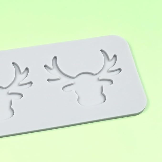 mostsom 3D Hollow Out Lace Mold Silicone Christmas Deer Head Shape Fondant Molds Chocolate Mould for Cake Pastry Decor Baking Gumpastes Moulds Decoration (N_ Deer Head)