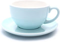 Latte Art Cup and Saucer for Latte & Cappuccino, Great Cup Shape for Coffee Shop and Barista, Ceramic (Glossy Light Blue, 10.5 oz)