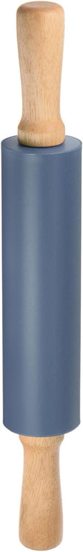 HARFINGTON Silicone Rolling Pins for Baking 15 Inch Wooden Handle Non Stick Rolling Pin Small Roller Playdough Rolling Pins for Dough Pizza Pastry Fondant Kitchen, Drak Blue