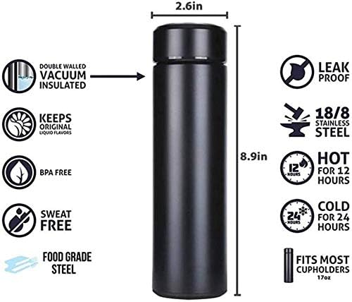 17 oz Car Logo Black Frosted Travel Mugs & Tumblers Vacuum Insulated Stainless Steel Thermal Bottle Fashion Business Thermal Cup for Hot or Cold Drink Coffee Or Tea (fit Mazda)