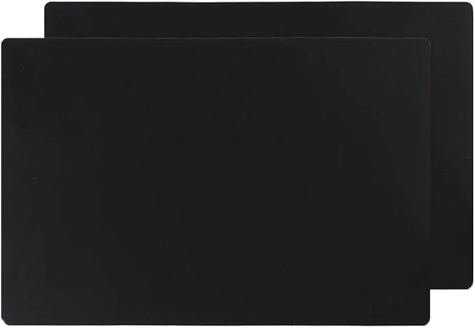 Extra Large Mulitpurpose Silicone Placemat,Countertop Protector, Kitchen Counter Mat, Table Mat, Heat Resistant, Washable, Non Slip ...… (Black -2PCS, 23.6X 15.8inch)