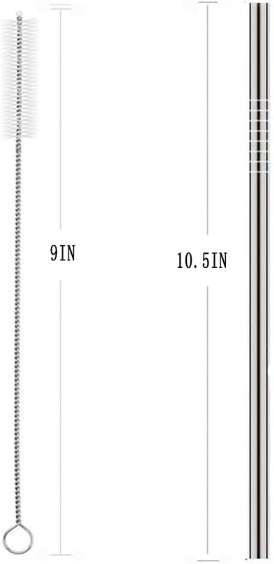 25 Piece Set Stainless Steel Straws Ultra Long 10.5 Inch Drinking Metal Straws Reusable Drinking Straws for 20 30 OZ (20 Straight| 5 Brushes)