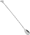 AnSaw Silver 12-Inch Stainless Steel Cocktail Spoon with Leaf Handle - Perfect for Mixing & Layering Drinks in Tall Cups, Bar & Shakers - Durable Long Handle Bar Stirrer,1-Pieces