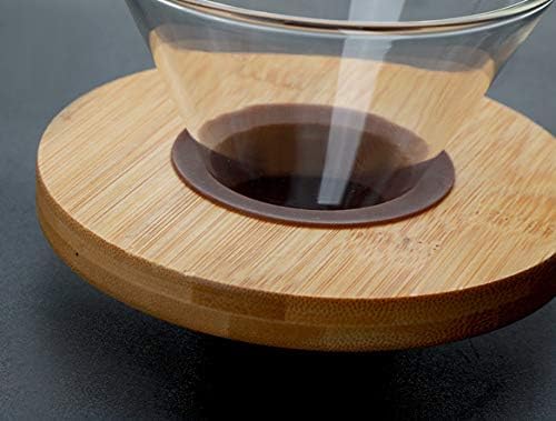 Transparent Glass Coffee Dripper Coffee Filter Holder Coffee Filter Cone with Wooden Pad Coffee Funnel