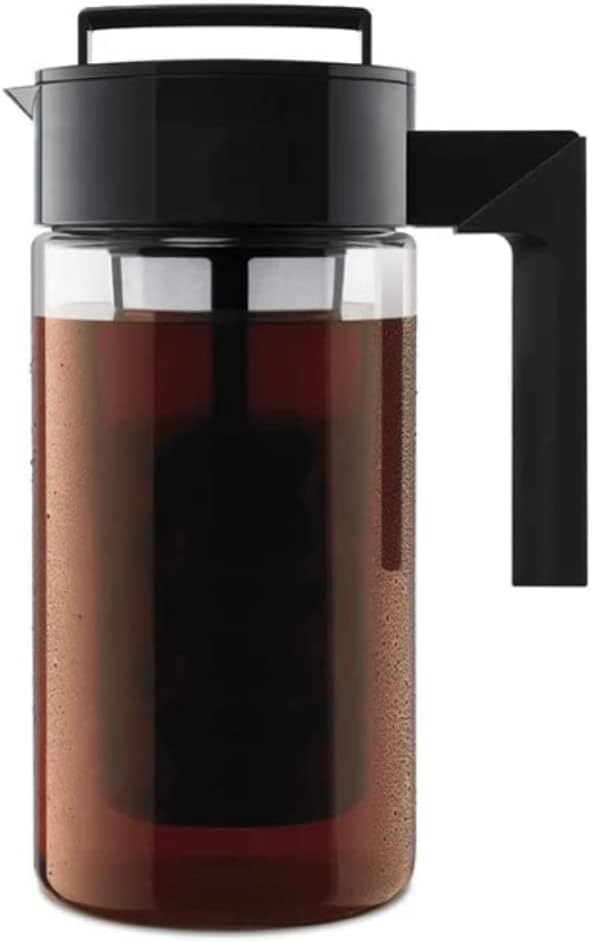 Takeya Tritan Cold Brew Coffee Maker - Airtight Pitcher with Leak-Free Lid - BPA-Free Cold Brew Maker with Silicone Handle - Dishwasher-Safe Pitcher for Homemade Cold Brew - 1 Quart, Black