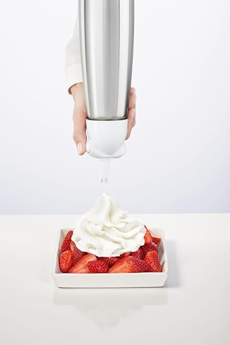 iSi North America Easy Whip Plus (1 Pt) - Cream Whipper with Stainless Steel Bottle, Easy to Use for Homemade Flavored Toppings, Desserts, Sauces - Compact Kitchen Tool, Great for Beginners (White)