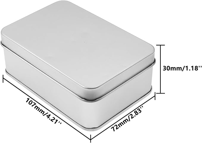 Metal Empty Boxes, Tin Boxes with Lid,Small Silver Tin Boxes,Stackable Organizer Containers,8PCS Storage Tin for Home Outdoor Active Storage Containers