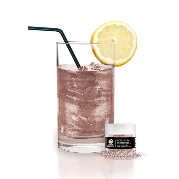 Rose Gold Brew Glitter Edible Glitter for Drinks, Cocktails, Beer, Garnish Glitter & Beverages | Kosher & Halal Certified | 100% Edible & Food Grade | Vegan, Gluten, Nut Free (50g, Rose Gold)