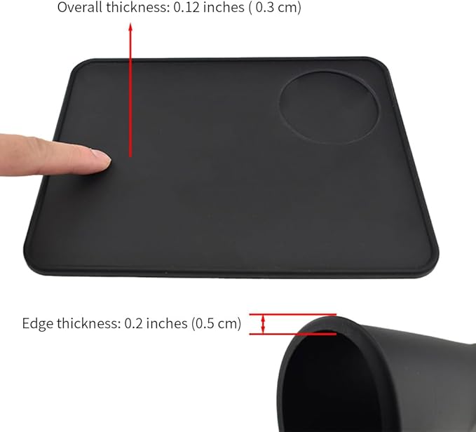 Non-Slip Silicone Espresso Coffee Tamper Mat 5.9x7.87inch Coffee Powder Pad Coffee Press Counter Mat Espresso Machine Tamp Mat Tamping Mat for Barista Tools and Accessories (Black）