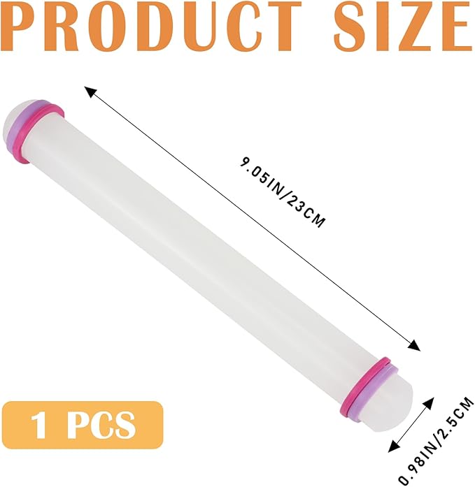 Fondant Rolling Pin 9 Inch Non-Stick Dough Pastry Roller Adjustable Kitchen Utensils for Fondant, Pie Crust, Cookie, Pastry