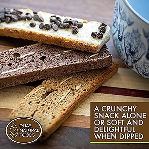 DIJAS Natural Foods, Crunchy Fat Free Biscotti Cookie, All Natural Preservative Free Ingredients, Delicious Low Calorie Snack (4 Pack, Chocolate Lovers)