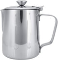 Stainless Steel Milk Frothing Pitcher, Stainless Steel Coffee Cup Mug Milk Frothing Pitcher Jug with Lid for Latte Coffee Art for Office Kitchen with handle(350ml)