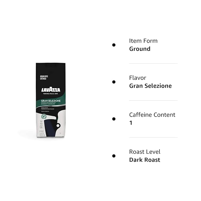 Lavazza Italian Roast Ground Coffee 12oz Bag, Extra Dark Roast (Pack of 1) - Package May Vary