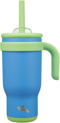 18 oz Tumbler with Side Handle, Insulated Water Bottle with Straw and 2 in 1 Lid, Stainless Steel Cup Travel Coffee Mug for Sports Office Gym,Sky Blue