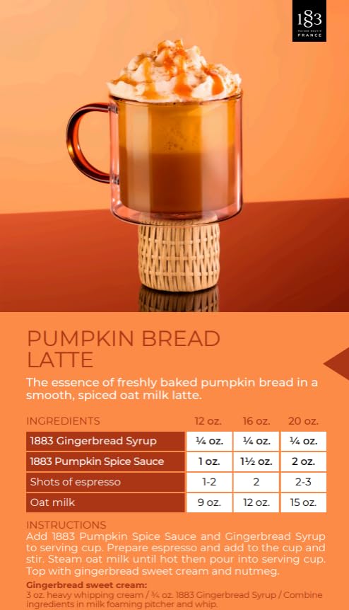 1883 Gingerbread Syrup for Coffee & Drinks – 1 Liter (33.8 fl oz) Glass Bottle