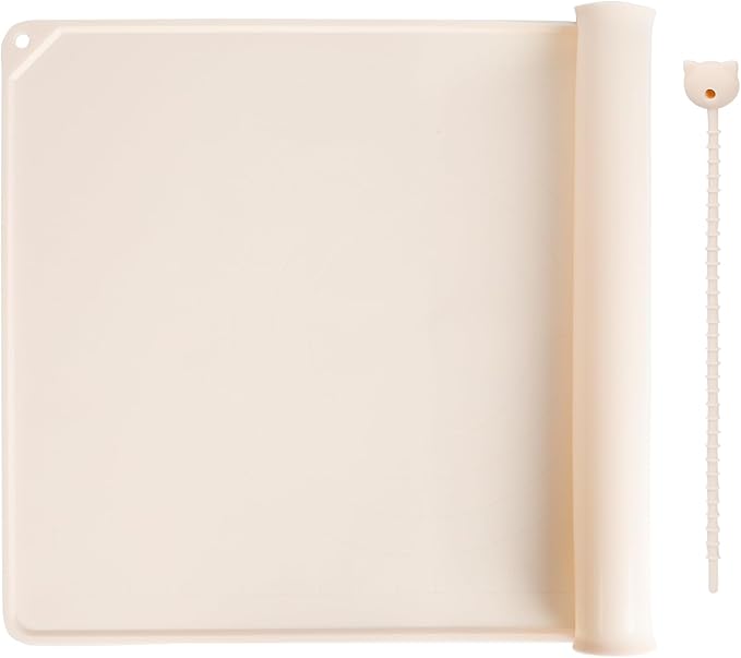Silicone Baking Mat - Extra Thick Non-Stick Pastry Mat with Measurement Markings, 21"x15" Non-Slip Silicone Pad with Raised Edges（Apricot）