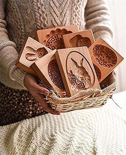 Wooden Cookie Molds, Wooden Cookie Biscuit Mold Baking Cookie Mold Wooden Carved Mold Cookie Cutter Embossing Mold, DIY Shapes Cookie Stamp,Gingerbread Mold,Pine Cone Mold (Deer)