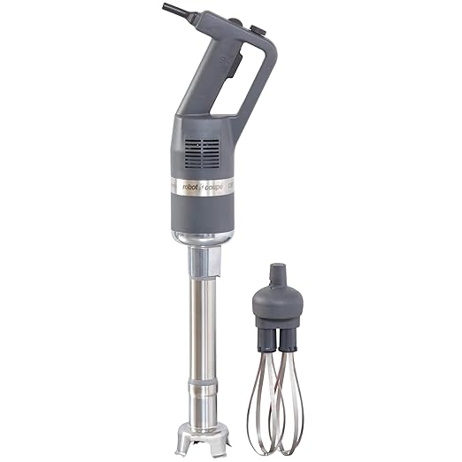 Robot Coupe CMP250COMBI Hand Held Compact Power Mixer Immersion Blender with 10" Arm/Shaft and 8" Whisk, 120v, Grey