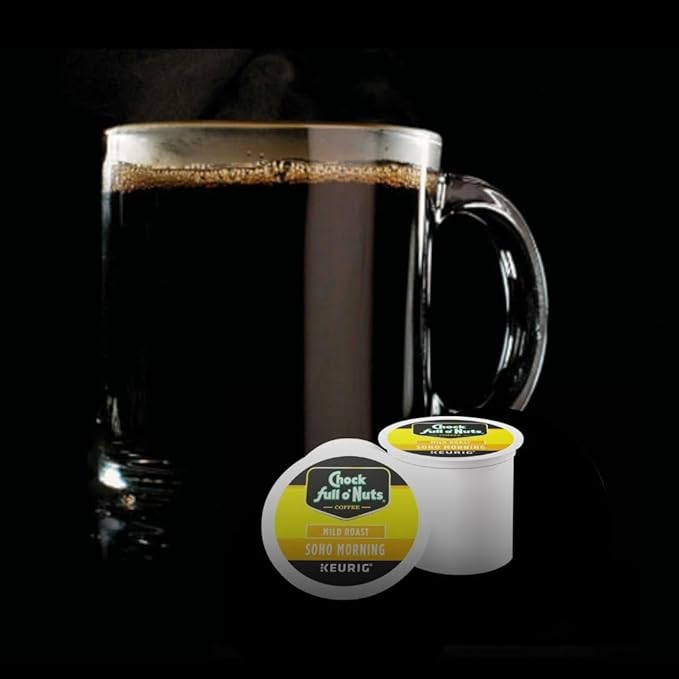 Chock Full o'Nuts Soho Morning Coffee, Mild Roast, Compatible with K-Cup Pods, 12 CT (Pack of 6)